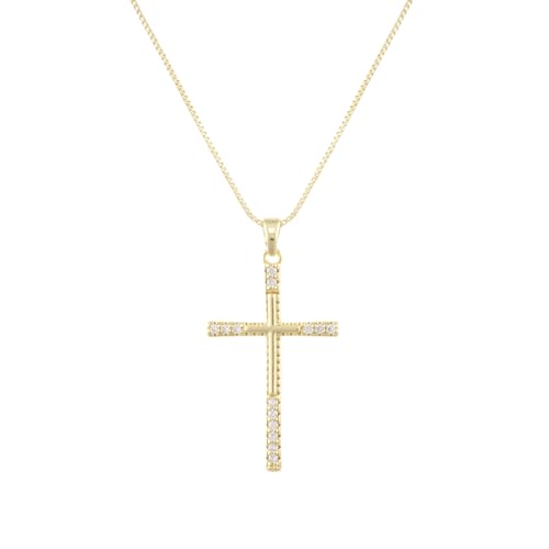 Gold Cross Necklace for Women, 14K Gold Plated - style: Relief Cross