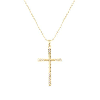 Gold Cross Necklace for Women, 14K Gold Plated - style: Relief Cross