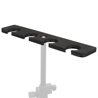 Multi Mic Holder for Mic Stand, Multiple Microphone Organizer and Display for Wired and Wireless Mics, Hold Up to 4 Microphones, Aluminum, Black
