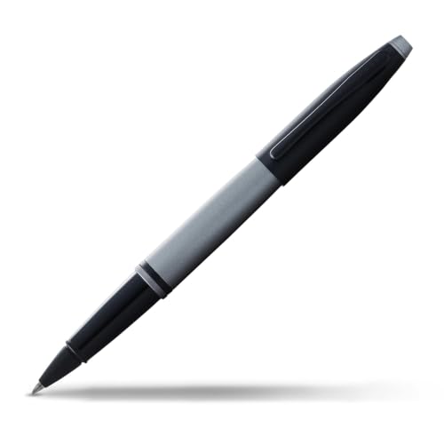 Cross Calais Rollerball Pen, Matte Gray & Black, Medium Point, Black Ink - color: Matte Gray & Black