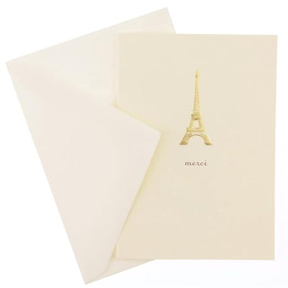 Graphique Eiffel Tower Merci Notecards – 10 Embossed Gold Foil Blank Cards with Envelopes – Boxed Set – 3.25" x 4.75" - color: Eiffel Tower