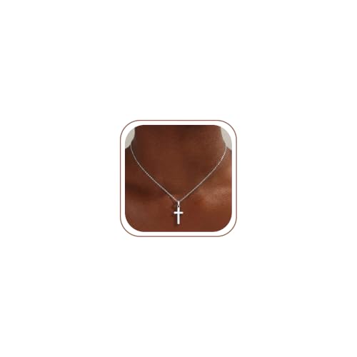 925 Sterling Silver Cross Necklace for Women - Dainty Simple Cross Pendant Necklace Religious Jewelry Gift for Women - size: 18+2 Inch