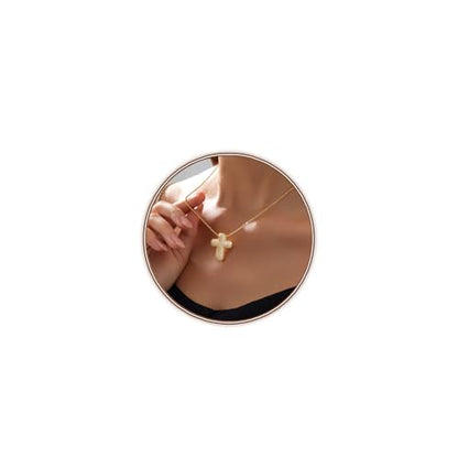 Luxval Cross Necklace for Women -Dainty 14K Gold Plated Cross Necklace Layered Gold Cross Necklace Cross Choker Necklace Gold Cross Necklaces for Women Trendy Gold Jewelry Gifts for Women - color: Gold-Bubble cross