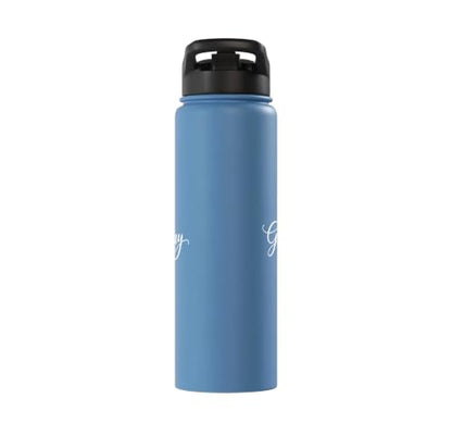 Grandparent Grammy Script Heart, Grandma From Stainless Steel Insulated Water Bottle - color: Light Blue