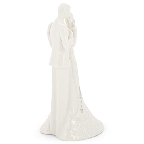 Roman 8.5" Wedding Cake Topper – Elegant Bride and Groom Figurine with “Love Is Patient” Inscription, Porcelain Finish, Wedding or Anniversary Keepsake