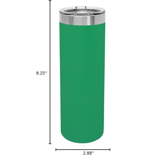 LaserGram Personalized 22oz Skinny Tumbler, Christian Cross (Green) - color: Green