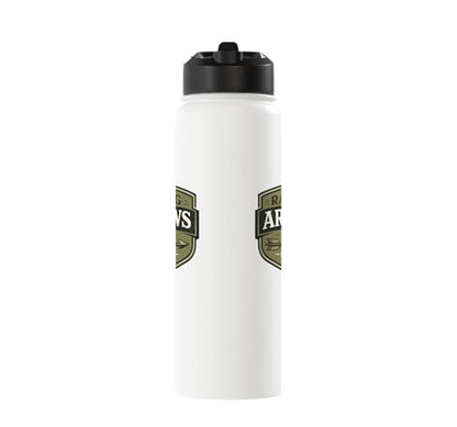 Raising Arrows Since 2026 Psalm 127:4 Faith Family Dad Stainless Steel Insulated Water Bottle - color: White
