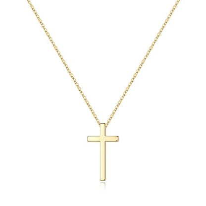M MOOHAM Cross Necklace for Women Girls, Dainty 14K Gold Plated Cross Pendant Necklace Sideways Cross Choker Layered Necklaces for Women Girls - color: Cross Gold 0.51"×0.91"