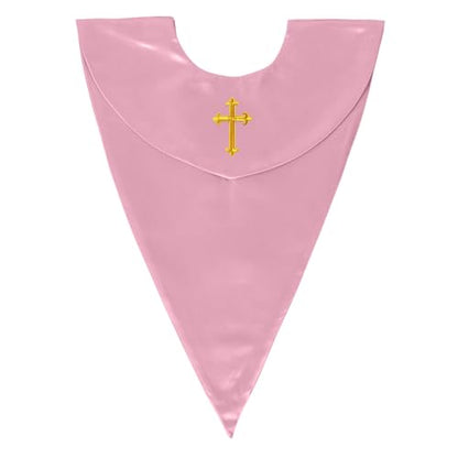 Unisex V-Shape Church Choir Stole with Cross for Adults Church - color: Pink, size: Gold Cross