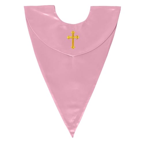 Unisex V-Shape Church Choir Stole with Cross for Adults Church - color: Pink, size: White Cross