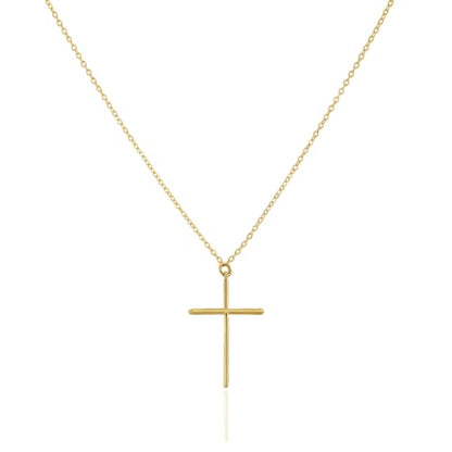 NIXMAX Small Cross Necklace for Women, 14K Gold Silver Plated Pendant - color: Gold-Skinny Cross