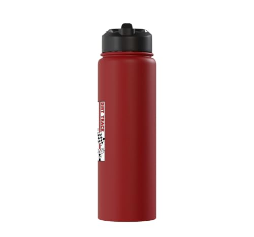 Car Dirt Track Racing Checkered Flag American Flag Racing Stainless Steel Insulated Water Bottle - color: Red