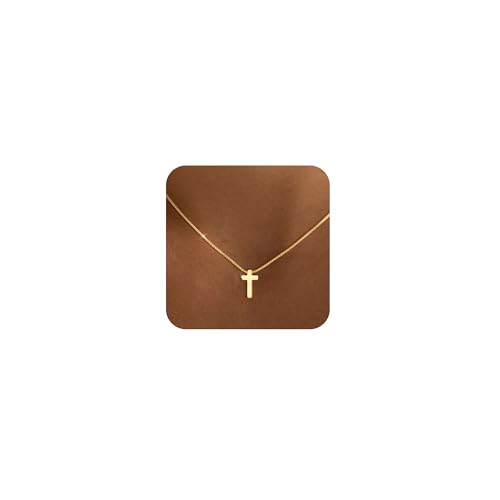 Cross Necklace for Women 14k Gold/Silver Plated Dainty Pendant Necklaces Trendy Jewelry Non Tarnish Hypoallergenic Waterproof Lightweight Gift for Women - style: gold cross necklace2