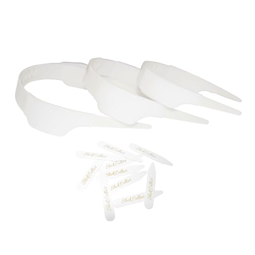 Slick Collar Shirt Collar Support System set with 3 adjustable, 10 premium Collar Stays & a Durable tin Travel EDC Box in White