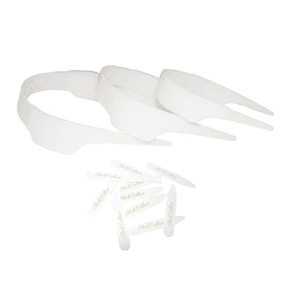 Slick Collar Shirt Collar Support System set with 3 adjustable, 10 premium Collar Stays & a Durable tin Travel EDC Box in White
