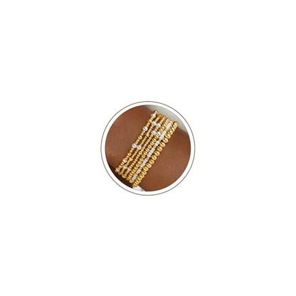 Turandoss 5PCS Gold Beaded Bracelets for Women Teen Girls, 14K Gold Plated - color: 6PCS White Seed Beaded Bracelets
