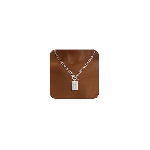 CHESKY Cross Necklace for Women Trendy, Dainty 14K Gold Plated Paperclip Charm Necklace for Womens Chunky Cross Pendant Necklace Gold Jewelry Religious Christian Gifts for Christians - color: Cross-SL