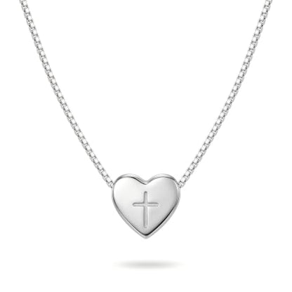 Sterling Silver Heart Cross Necklace for Women,Faith Jewelry Gifts - color: silver