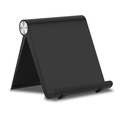 Cell Phone Foldable Stand for Desk, Portable Cell Phone Holder, Adjustable Tablet Dock, Office Desk Accessories for iPhone 17 16 15 14 13 Pro Max Air, Galaxy S25, S24, Black - color: Black