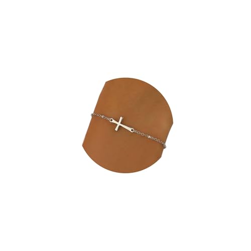 18K Gold Plated Pearl Beaded Cross Bracelets for Women Adjustable - color: Satellite Cross-White Gold