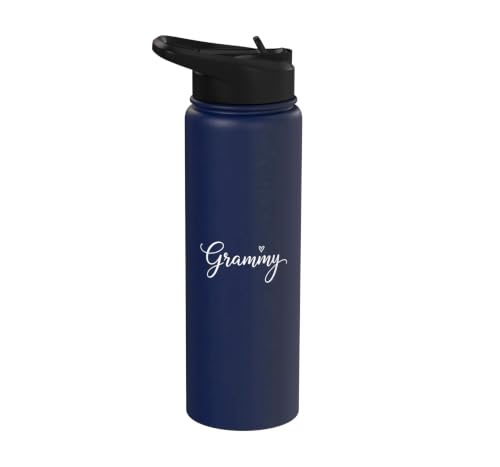 Grandparent Grammy Script Heart, Grandma From Stainless Steel Insulated Water Bottle - color: Navy Blue