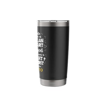 Create in me a clean heart o god psalm 51:10 faith flower Stainless Steel Insulated Tumbler - color: Black