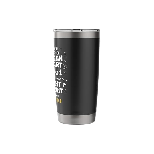 Create in me a clean heart o god psalm 51:10 faith flower Stainless Steel Insulated Tumbler - color: Black