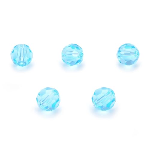 100pcs Adabele Austrian 4mm (0.16 Inch) Small Faceted Round Crystal Beads Aquamarine Blue Compatible with Swarovski Crystals Preciosa - color: Aquamarine Blue, size: 4mm Small (100pcs)
