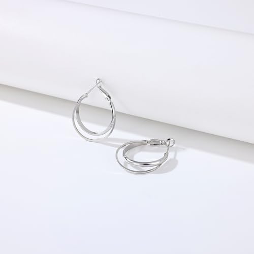 Gacimy Criss Cross Hoop Earrings for Women, 14K Gold Plated Hoops - color: Silver, size: 25mm