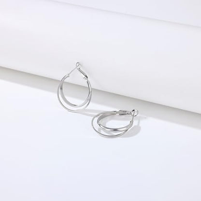 Gacimy Criss Cross Hoop Earrings for Women, 14K Gold Plated Hoops - color: Silver, size: 25mm