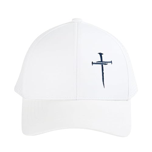 Embroidered Jesus 3 Nails Cross-Christian Religious Hats for Men & Women - color: 3 Nail Cross Nylon White