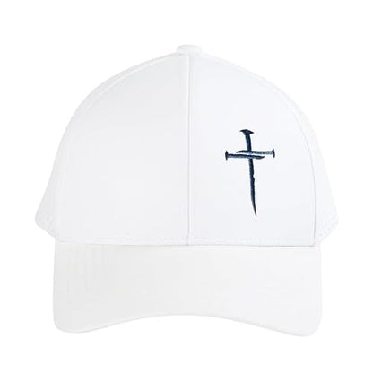 Embroidered Jesus 3 Nails Cross-Christian Religious Hats for Men & Women - color: 3 Nail Cross Nylon White