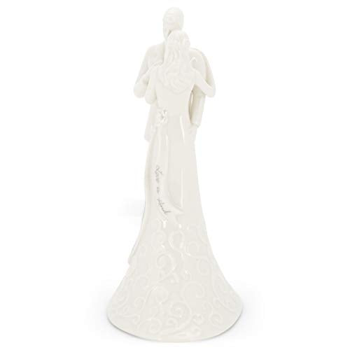 Roman 8.5" Wedding Cake Topper – Elegant Bride and Groom Figurine with “Love Is Patient” Inscription, Porcelain Finish, Wedding or Anniversary Keepsake