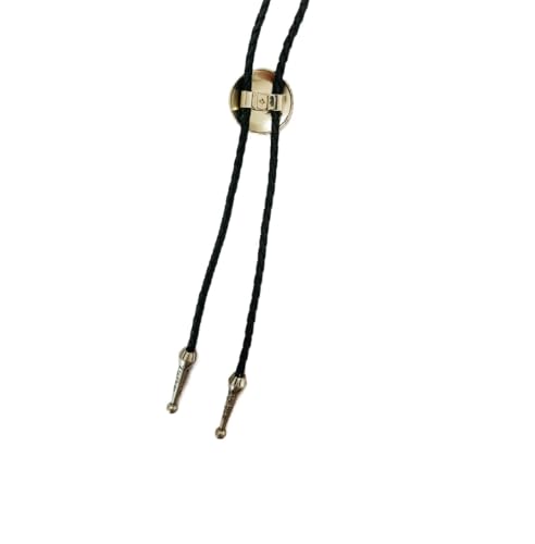 MULBA Vintage American Western Cowboy Indian Art Stone Leather Bolo Tie For Men Women - color: Flowers01-black