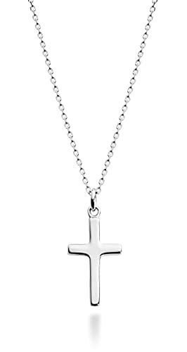 Miabella Italian 925 Sterling Silver Dainty Cross Necklace for Women - color: sterling silver