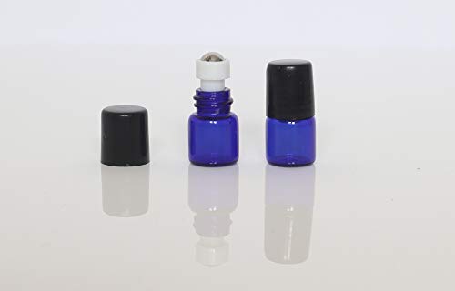 20 Pack Set 1ML Mini Sample Roll Glass Bottles for Essential Oils Roller Refillable Perfume Roll Bottle (1ML Blue) - color: 1ML Blue