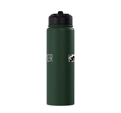 Faith Over Fear Christian Camo Cross Religious Bible Verse Stainless Steel Insulated Water Bottle - color: Dark Green