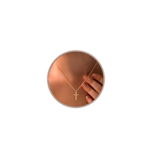 Zeffy Cross Necklace for Women,18K Gold/Silver Plated Tiny Cubic Zirconia Cross Pendant Necklace for Women Simple Layered Cross Necklaces for Women - color: Gold Dainty Cross