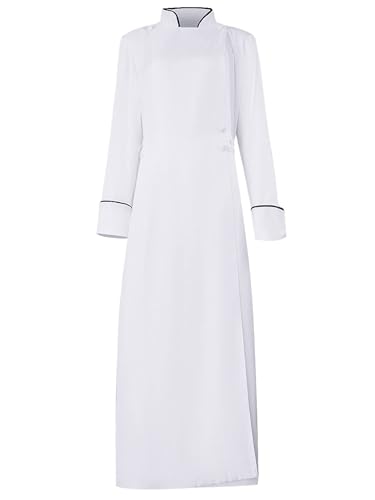 Womens Medieval Anglican Clergy Robe Cassock Priest Coat Pulpit Robe for Church Minister Altar Server Vestments - color: White, size: Large