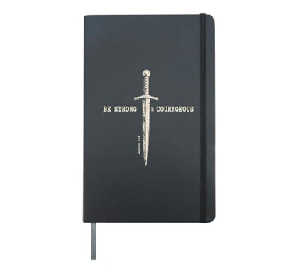 Be Strong and Courageous Christian Sword Man Faith Warrior Hardcover Journal, Black