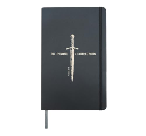 Be Strong and Courageous Christian Sword Man Faith Warrior Hardcover Journal, Black