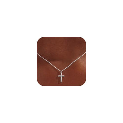 S925 Sterling Silver Cross Necklace for Women - Bead Chain Cross Pendant Necklaces for Women Trendy Jewelry Christian Baptism Religious Faith Jewelry Gifts 16/18/20/22 Inches