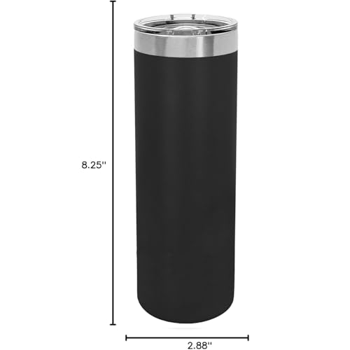 LaserGram Personalized 22oz Skinny Tumbler, Christian Cross (Black) - color: Black
