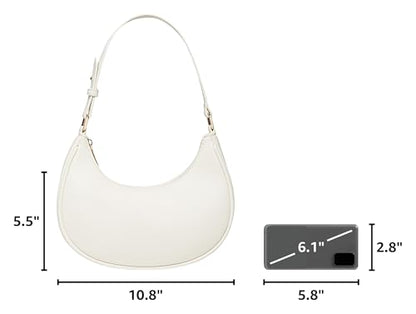 Barabum Small Shoulder Bag for Women Crescent Purse Y2K Trendy Clutch Handbags - color: 6b-white
