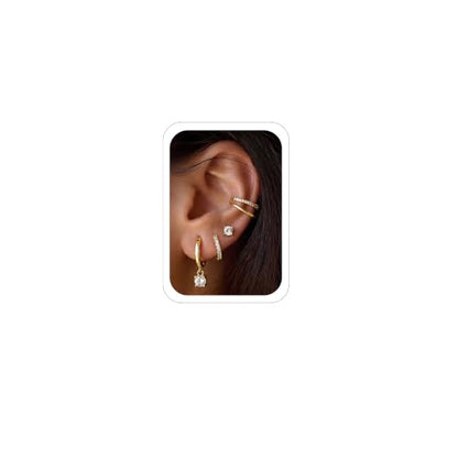 Small 4Pcs 14K Gold Huggie Hoop Earrings Sets for Women Non Tarnish - style: Gold&Style4