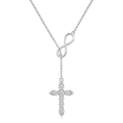 Cross Necklace 18k Gold Plated Christian Faith Jewelry Gift for Women - color: Infinity-Silver
