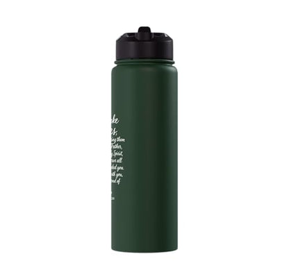 Go Make Disciples Matthew 28: 19 20 Bible Verse Scripture Stainless Steel Insulated Water Bottle - color: Dark Green