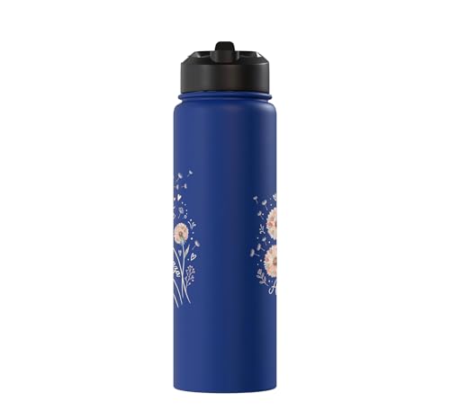 Fe Esperanza Amor Floral Christian Spanish Faith Cristianos Stainless Steel Insulated Water Bottle - color: Royal Blue