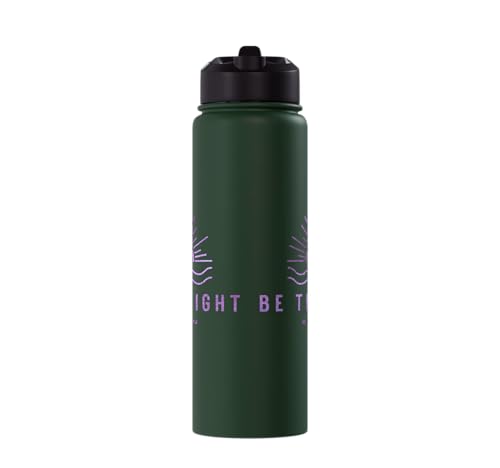 Be the Light Scripture (Matthew 5:14) For Encouragement Stainless Steel Insulated Water Bottle - color: Dark Green