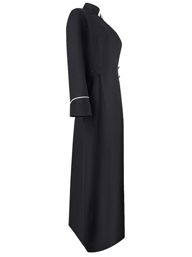Womens Medieval Anglican Clergy Robe Cassock Priest Coat Pulpit Robe for Church Minister Altar Server Vestments - color: Black, size: X-Large
